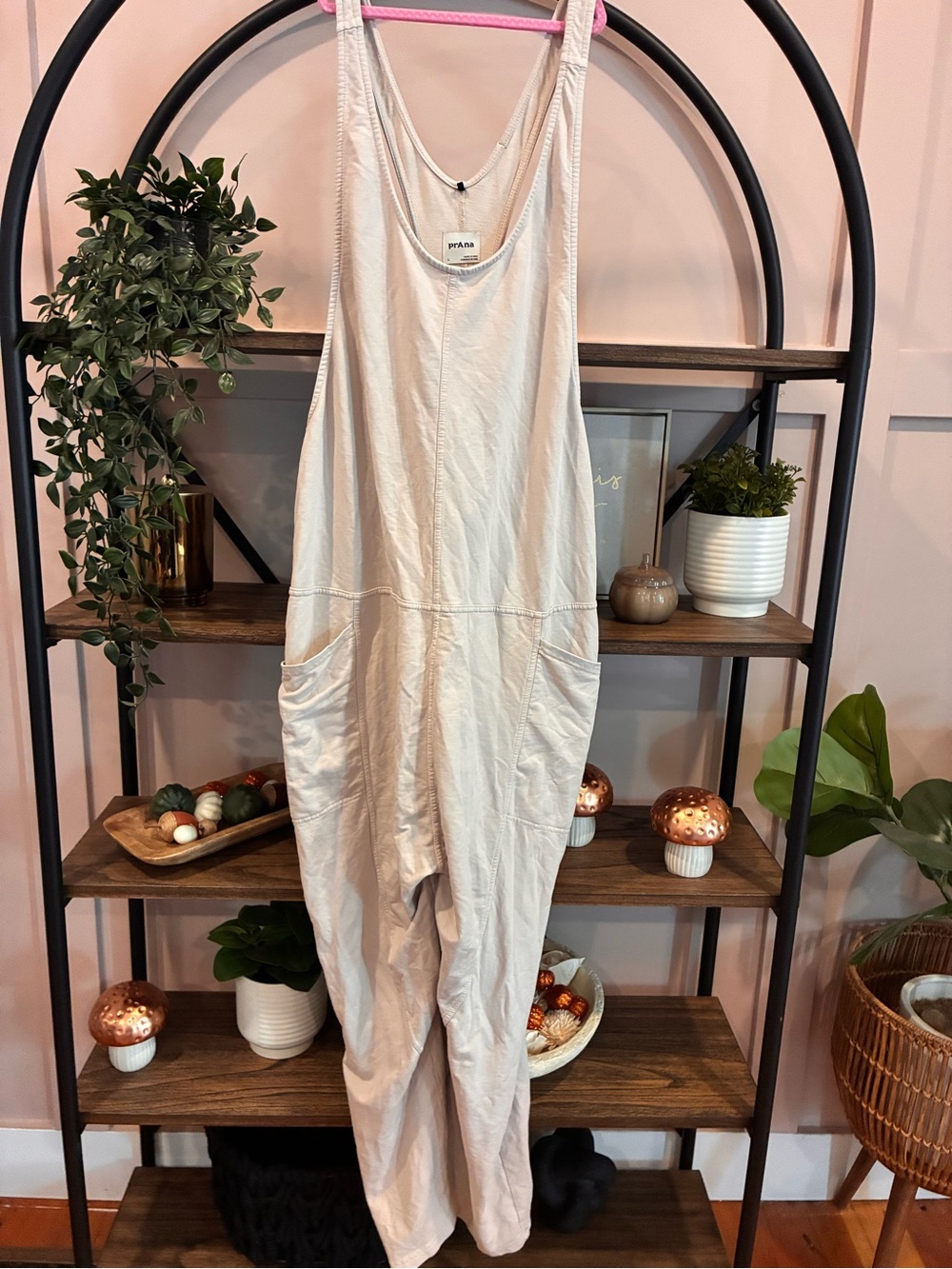 Prana Light Beige Casual Tank Jumpsuit